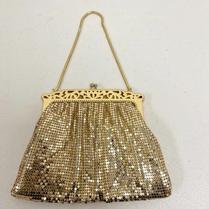Whiting and Davis Vintage 60s gold mesh evening bag purse chain strap lined